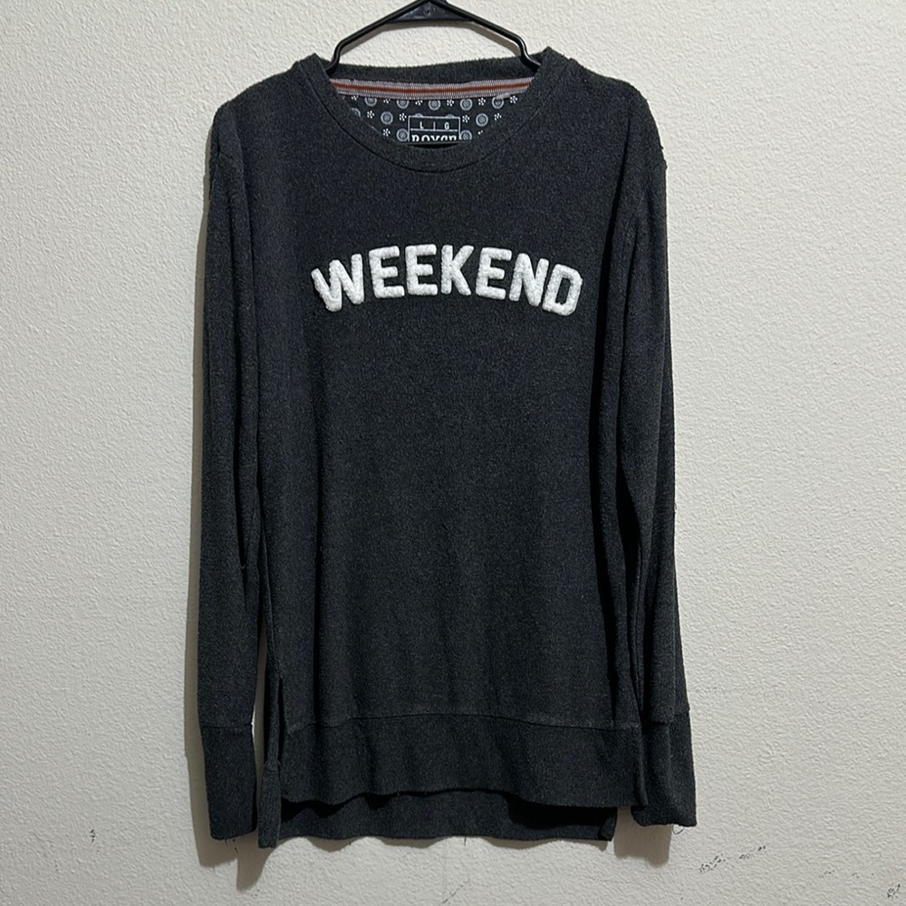 Royce Brand Black Relaxed Lightweight sweater with Ribbed Details / Bag Z